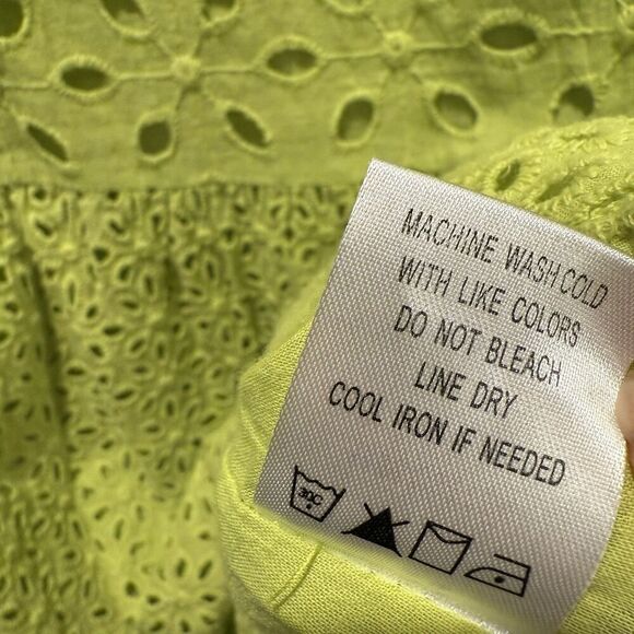 Tyler Böe Isla Eyelet Tunic Dress Women's Large Wild Lime Chartreuse Green Cotto - Picture 8 of 10
